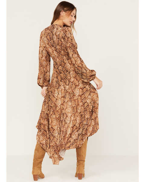 Image #4 - Shyanne Women's Snake Print Ruffle Dress, Taupe, hi-res