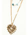 Image #2 - Shyanne Women's Suede and Tonal Beaded Heart Pendant Necklace Set - 2 Piece, Gold, hi-res