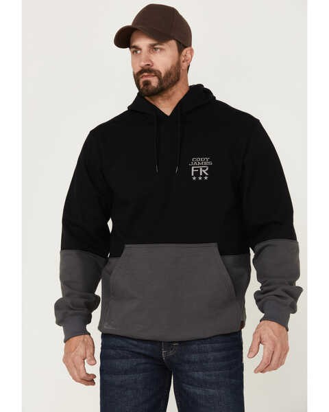 Cody James Men's FR Fleece Hooded Work Sweatshirt - Tall , Black, hi-res