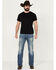 Image #1 - Moonshine Spirit Men's Medium Wash White Lightning Slim Bootcut Stretch Denim Jeans , Medium Wash, hi-res