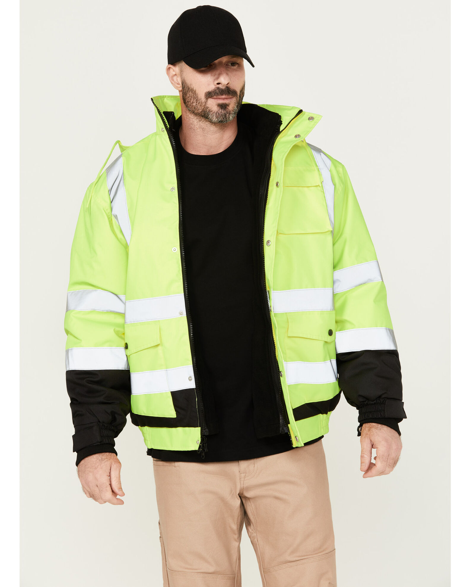 Hawx Men s 3 In 1 Bomber Hi Vis Reflective Work Jacket