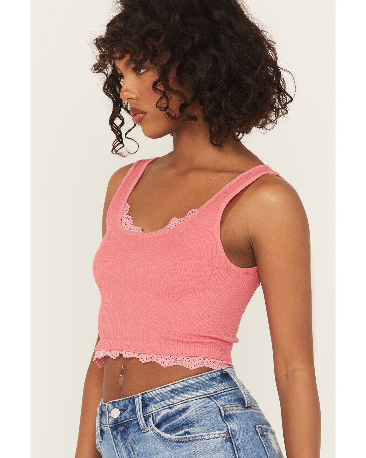 Image #2 - Fornia Women's Lace Trim Bralette, Pink, hi-res