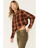 Image #2 - Cleo + Wolf Women's Plaid Print Cropped Shirt, Brown, hi-res