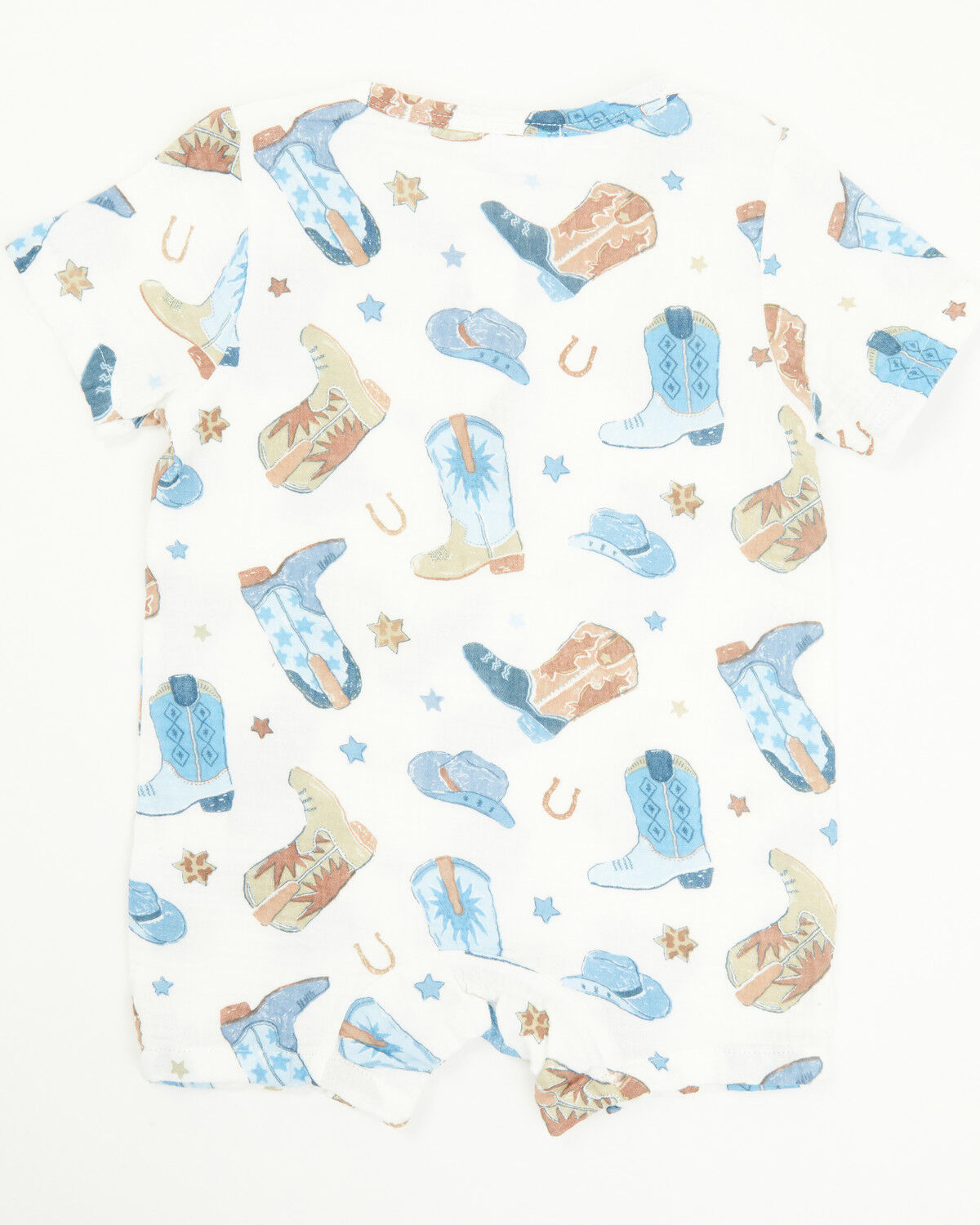 Image #3 - Angel Dear Infant Boys' Cowboy Boots Henley Shortall, White, hi-res