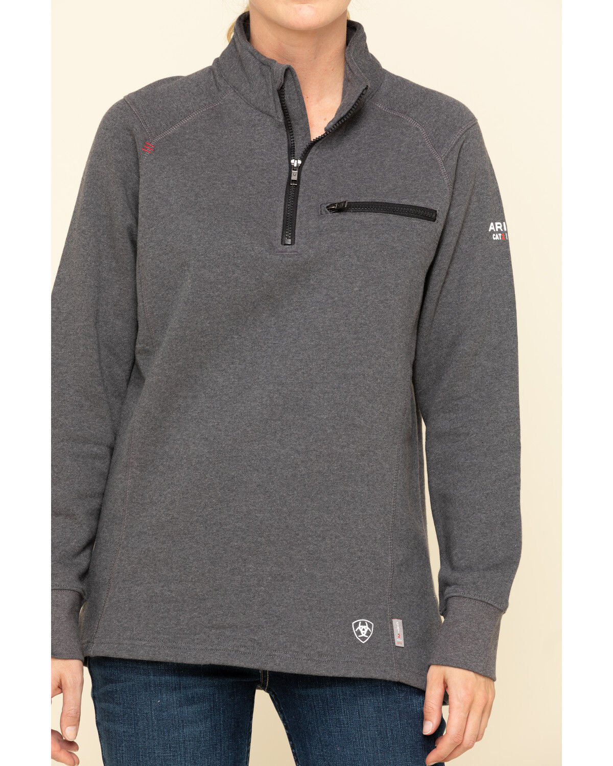 Image #4 - Ariat Women's Charcoal Heather FR Rev 1/4 Zip Pullover, Charcoal, hi-res