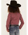Image #4 - Roper Girls' Geo Print Long Sleeve Performance Pearl Snap Western Shirt, Red, hi-res
