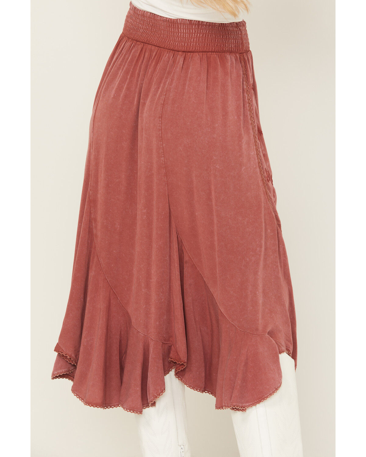 Image #4 - Wild Moss Women's Embroidered Panel Midi Skirt, Rose, hi-res