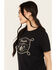 Image #2 - Wrangler Women's Long Live Cowboys Rope Short Sleeve Graphic Tee, Black, hi-res