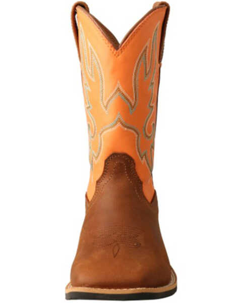 Image #4 - Twisted X Boys' Top Hand Leather Western Boots - Broad Square Toe , Orange, hi-res