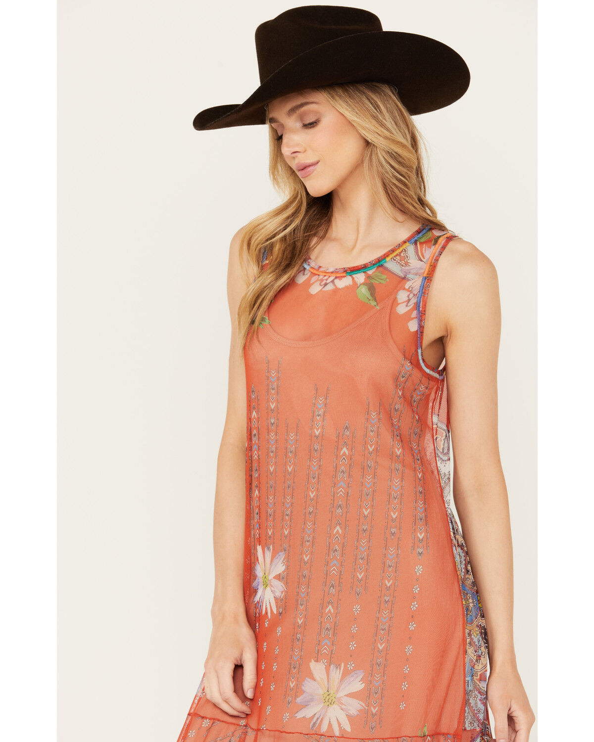 Image #2 - Johnny Was Women's Paisley Print Mesh Slip Maxi Dress, Multi, hi-res