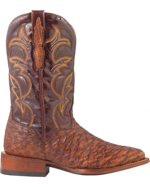 Image #2 - El Dorado Men's Handmade Full Quill Ostrich Stockman Boots - Broad Square Toe, Bronze, hi-res
