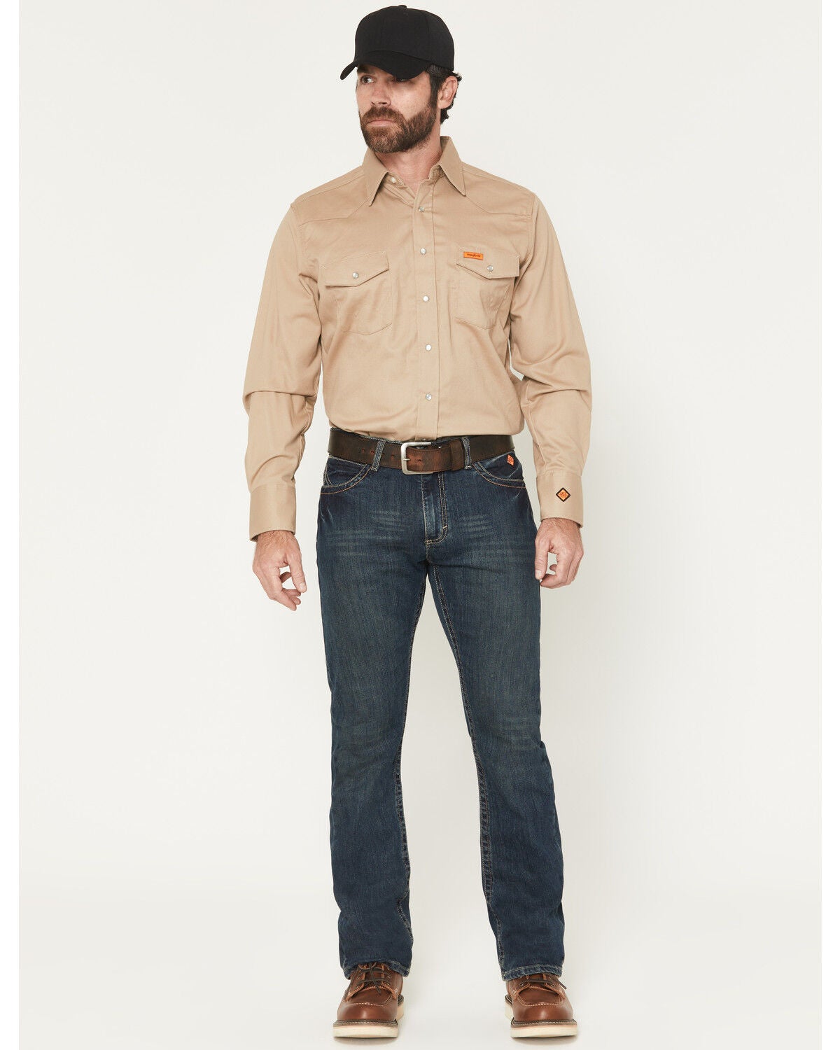 Image #1 - Wrangler Men's FR Dark Wash Vintage Slim Bootcut Stretch Denim Jeans, Dark Wash, hi-res