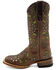 Image #3 - Ferrini Women's Blossom Inlay Western Boots - Broad Square Toe, Brown, hi-res