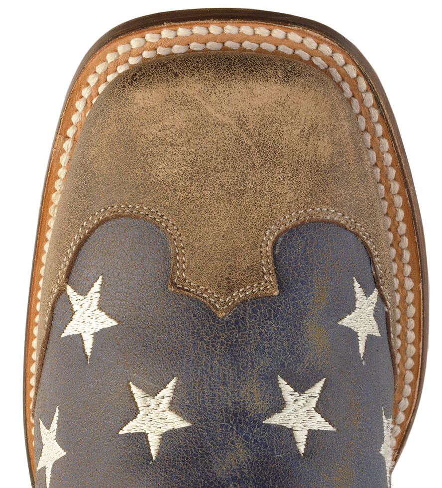 Roper American Flag Cowboy Boots - Square Toe, Blue, hi-res