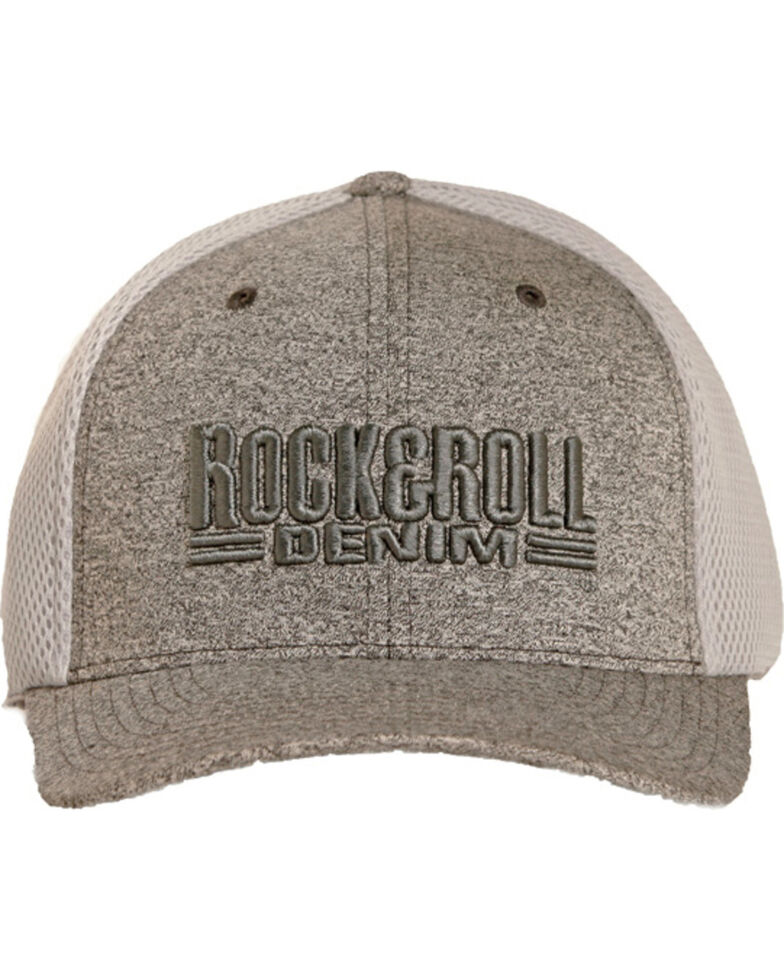 Rock & Roll Cowboy Men's Embroidered Airmesh Cap, Light Grey, hi-res