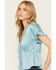Image #2 - Shyanne Women's Gulch Lace Trim Ruffle Sleeve Top, Ocean Blue, hi-res