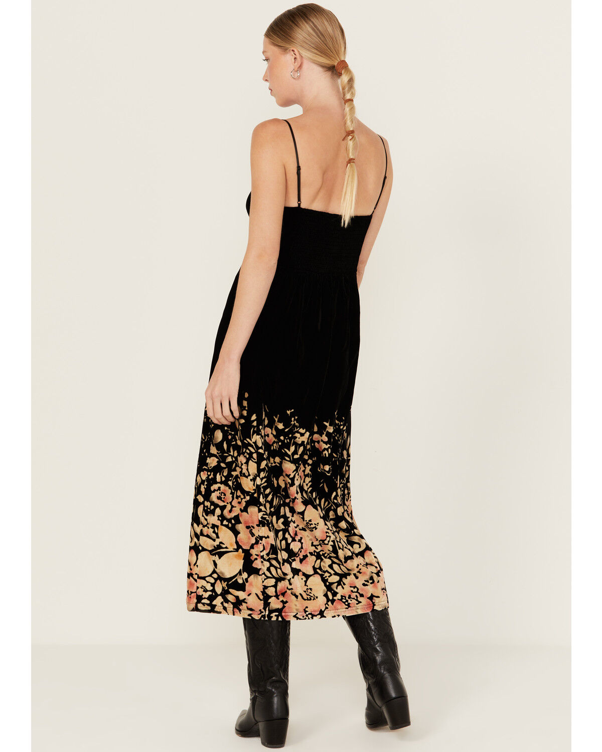 Image #4 - Beyond The Radar Women's Velour Printed Midi Dress, Black, hi-res