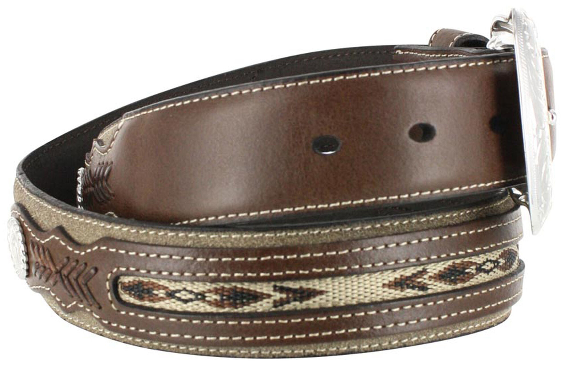 Image #2 - Cody James Men's Roughout Overlay Western Belt, Brown, hi-res