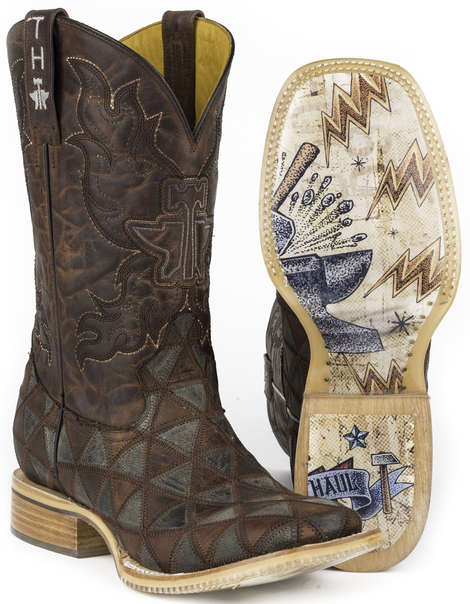 Triangles Cowboy Boots - Square Toe 