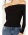 Image #3 - Shyanne Women's Pointelle Ribbed Off The Shoulder Top, Black, hi-res
