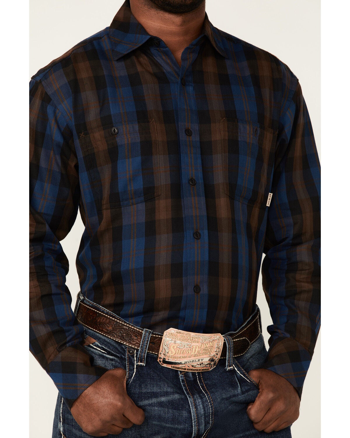 Resistol Men's Large Plaid Long Sleeve 
