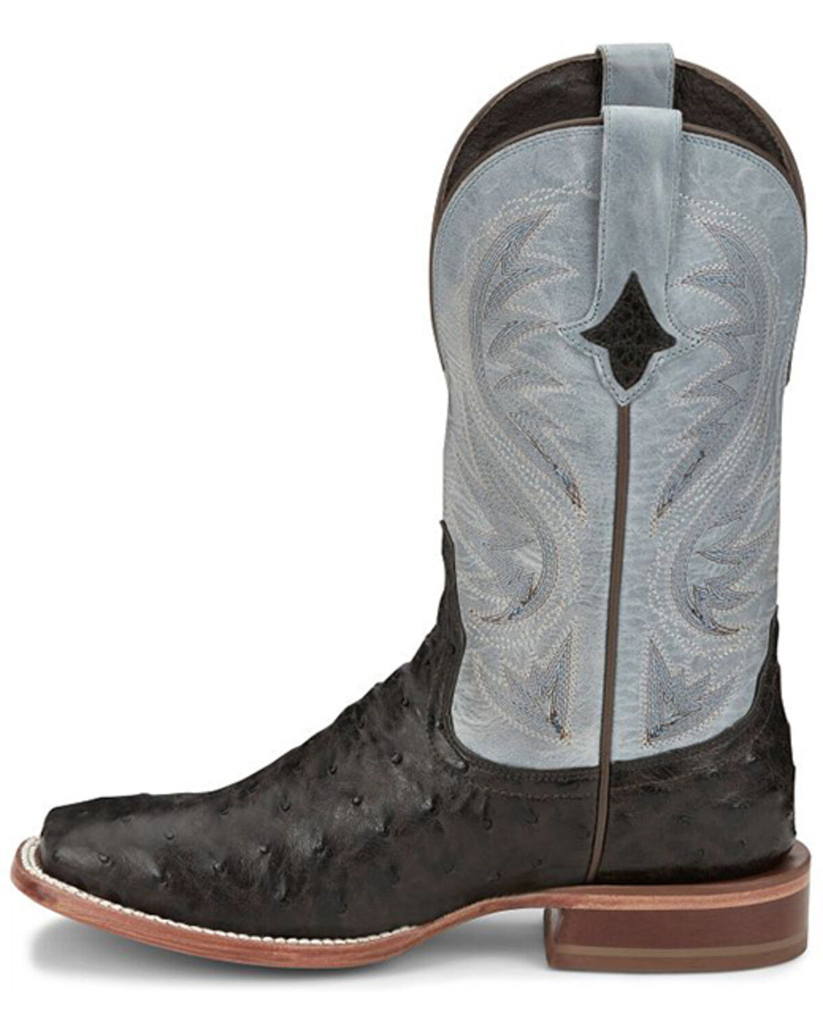 Image #3 - Tony Lama Men's Searcy Exotic Full Quill Ostrich Western Boots - Broad Square Toe, Dark Blue, hi-res