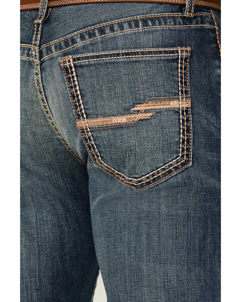 Image #4 - Cinch Men's Ian Dark Stonewash Slim Bootcut Performance Stretch Denim Jeans, Indigo, hi-res