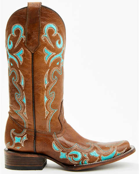 Image #3 - Circle G Women's Embroidered Western Boots - Square Toe, Honey, hi-res