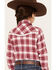Image #4 - Shyanne Girls' Holiday Plaid Print Long Sleeve Pearl Snap Shirt, Burgundy, hi-res