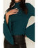 Image #3 - Shyanne Women's Rib Knit Mock Neck Bell Sleeve Top , Deep Teal, hi-res