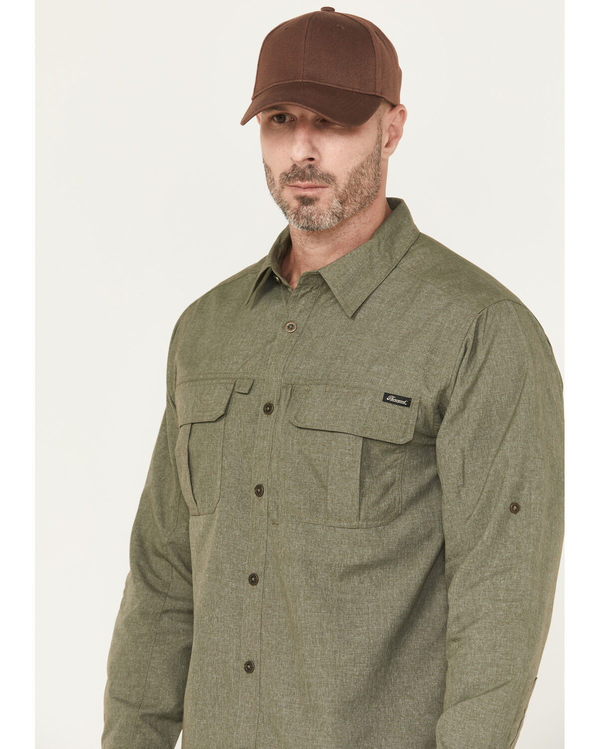 Image #2 - Thorogood Men's Convertible Long Sleeve Work Shirt, Grey, hi-res