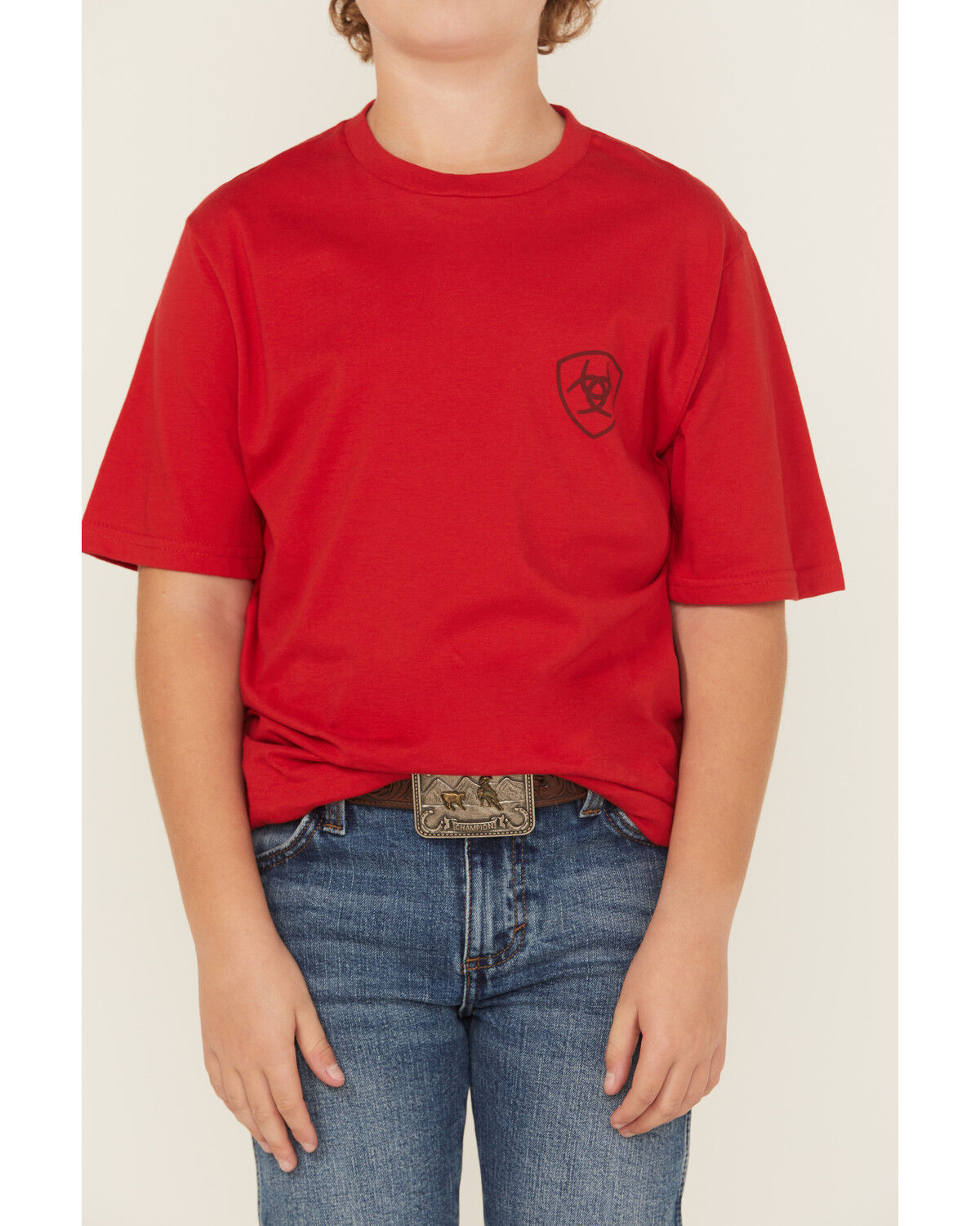 Image #3 - Ariat Boys' Buffalo Flag Short Sleeve Graphic T-Shirt, Red, hi-res