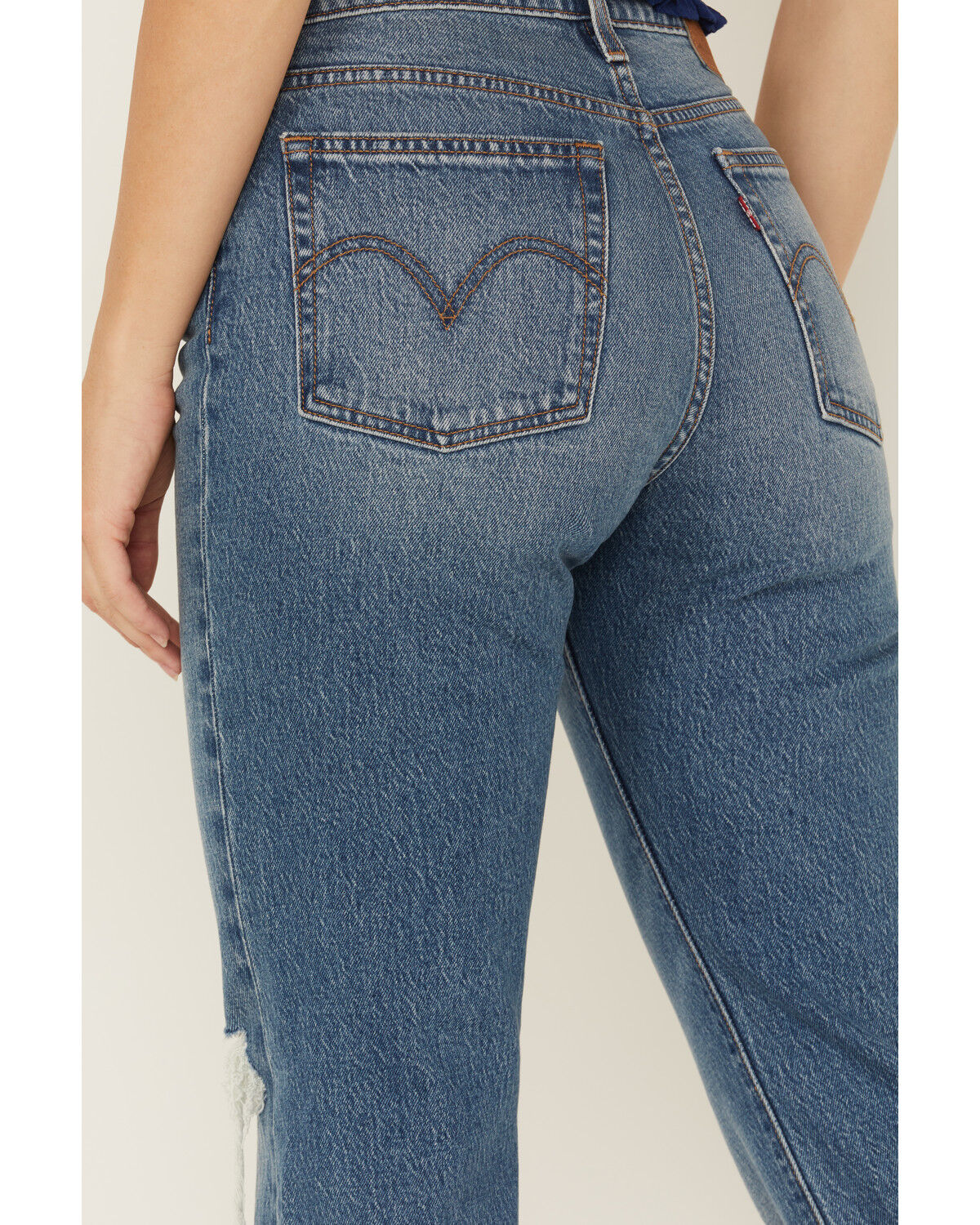 Image #4 - Levi's Women's Dark Wash Wedgie Bootcut Paint Destructed Stretch Denim Jeans, Dark Wash, hi-res