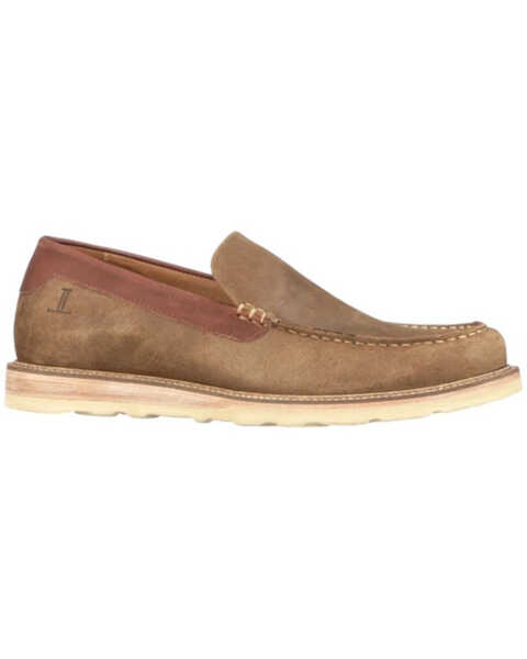 Lucchese Men's Olive Suede After-Ride Slip-On Casual Moccasin - Moc Toe , Olive, hi-res