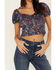 Image #4 - Idyllwind Women's Deerbrok Ditsy Print Puff Sleeve Top, Steel Blue, hi-res