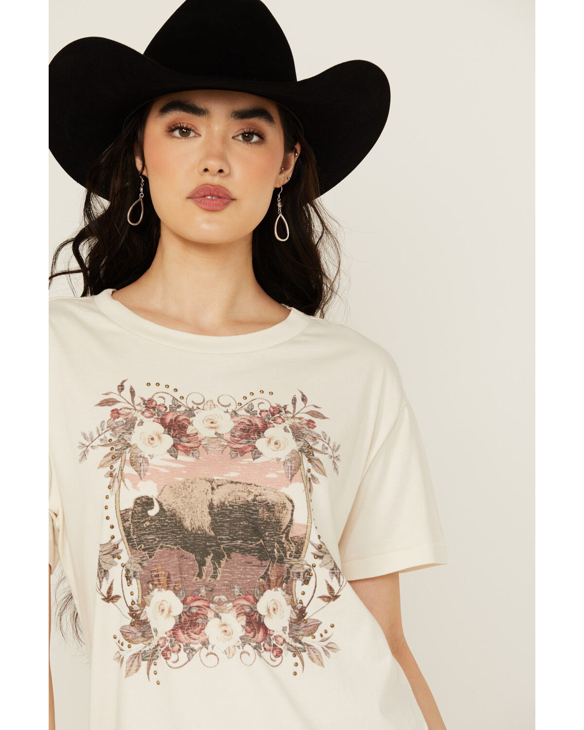 Image #2 - Shyanne Women's Bison Short Sleeve Graphic Tee, Off White, hi-res