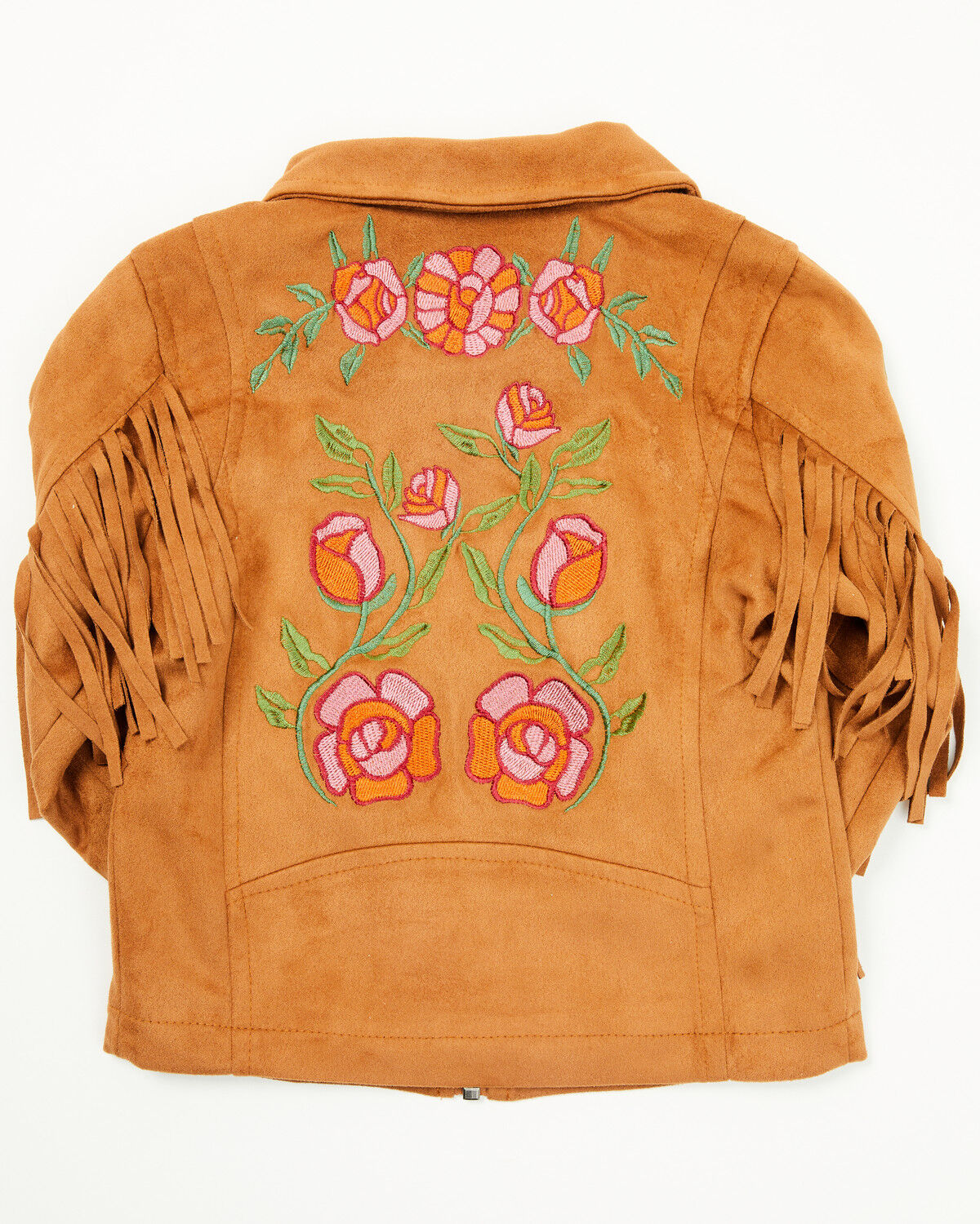 Image #4 - Fornia Toddler Girls' Floral Embroidered Fringe Jacket, Camel, hi-res
