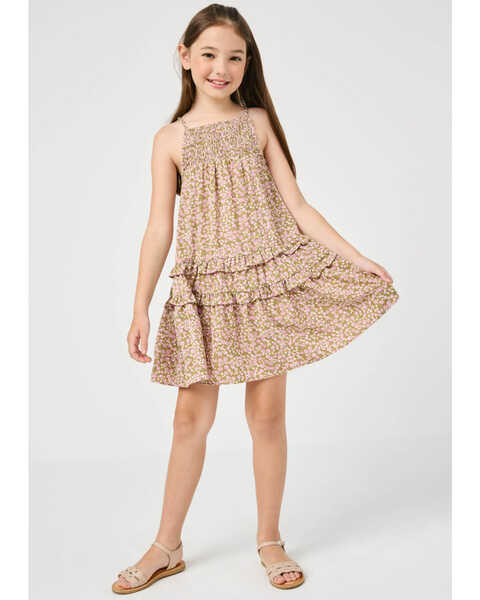 Hayden Girls' Sleeveless Smocked Dress, Mauve, hi-res