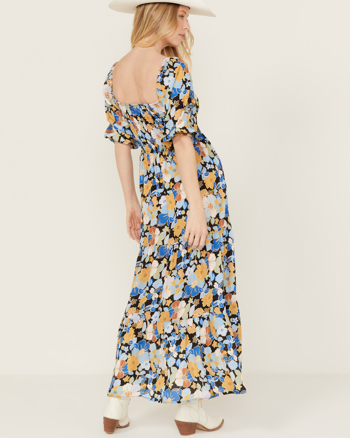 Image #4 - Wild Moss Women's Floral Print Midi Dress, Black, hi-res