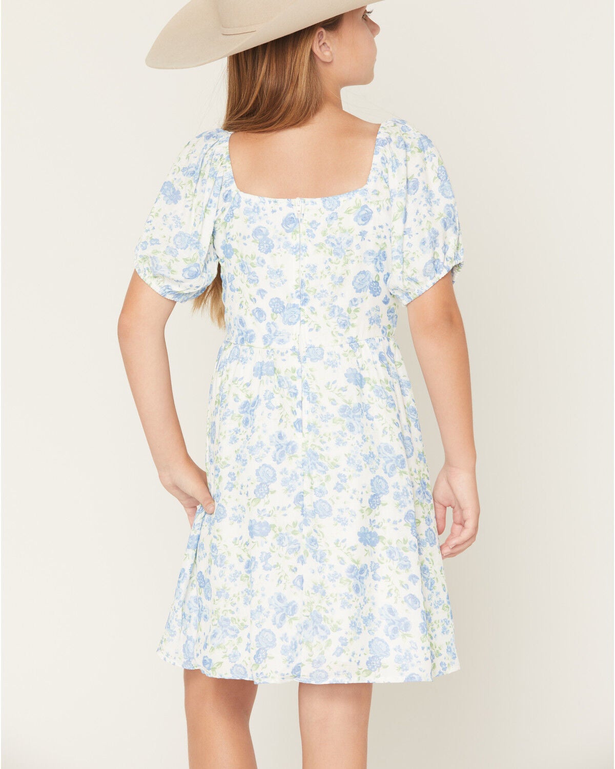 Trixxi Little Girls' Floral Print Puff Sleeve Midi Dress - Country Outfitter