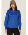 Image #1 - Forge Workwear Women's FR Solid Long Sleeve Snap Stretch Work Shirt, Royal Blue, hi-res