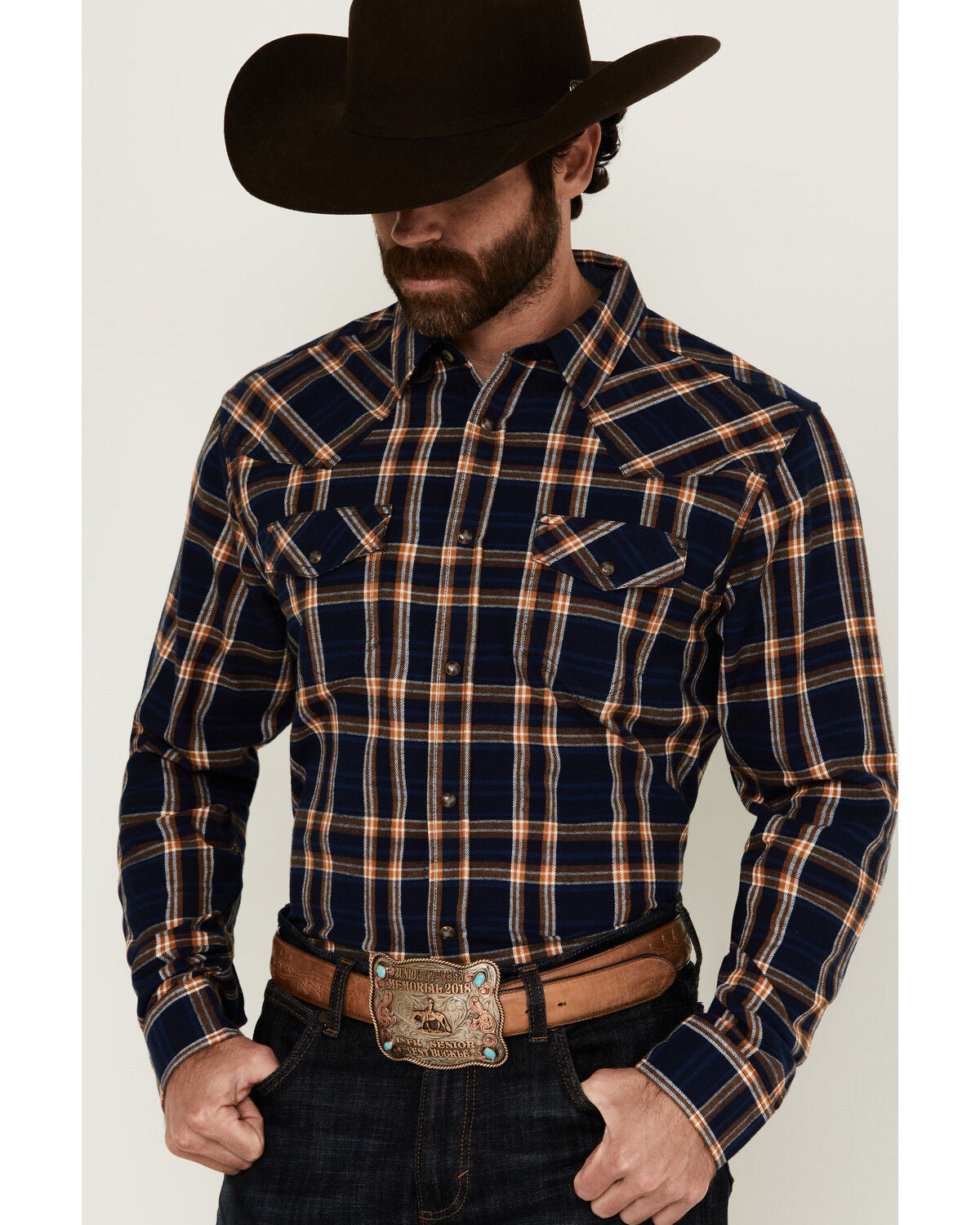 Image #2 - Cody James Men's Tombstone Plaid Print Long Sleeve Snap Western Shirt, , hi-res