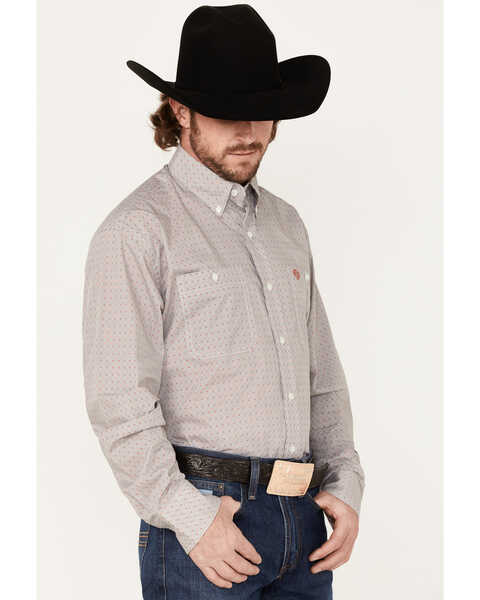 Image #2 - George Strait by Wrangler Men's Lone Sleeve Button Down Print Western Shirt, Red, hi-res