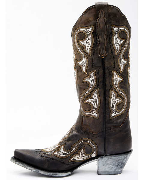 Image #4 - Dan Post Women's Gray Embroidery Western Boots - Snip Toe, , hi-res