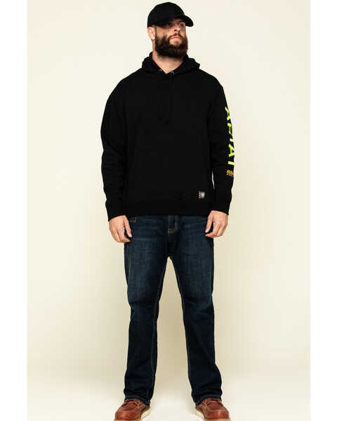 Image #6 - Ariat Men's Black/Lime Rebar Graphic Hooded Work Sweatshirt , Black, hi-res