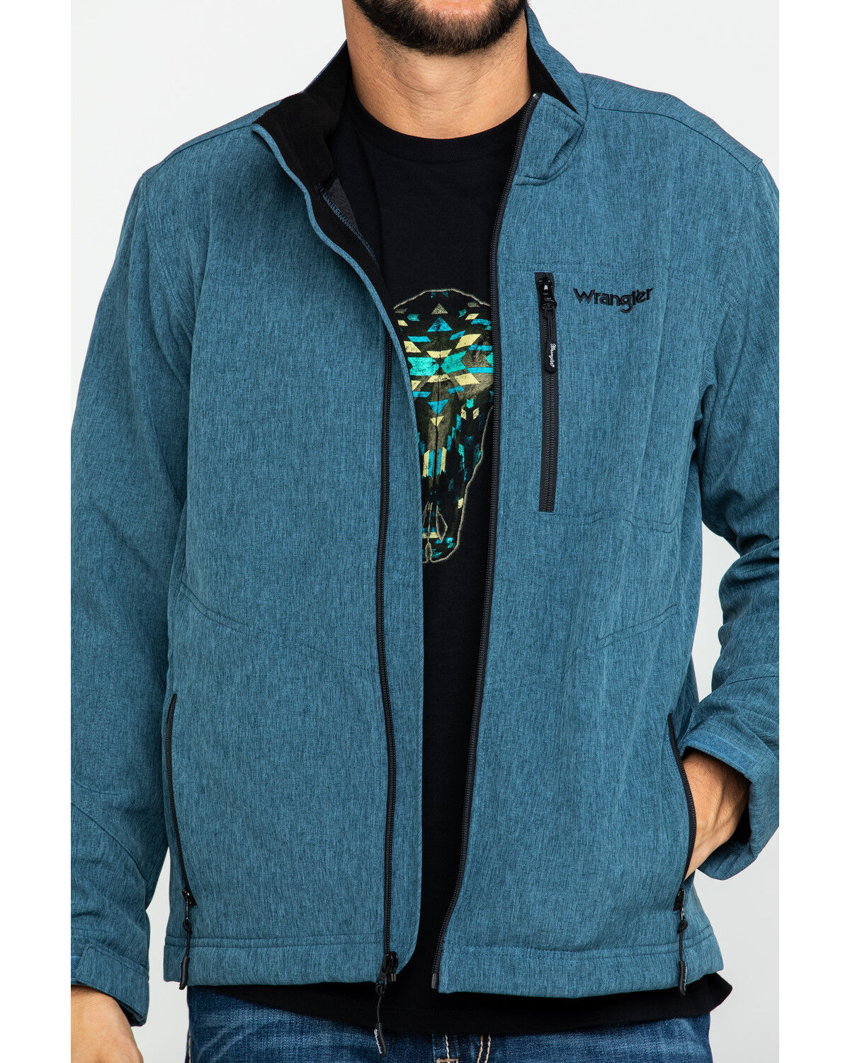 Image #4 - Wrangler Men's Trail Fleece Lined Zip Jacket, Heather Blue, hi-res