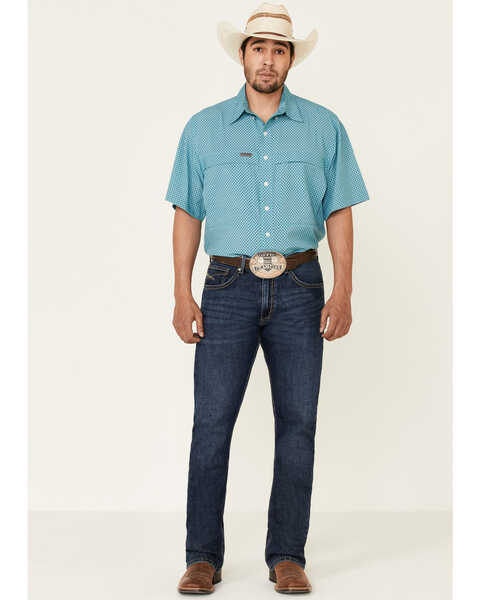 Image #2 - Panhandle Men's Geo Print Competition Short Sleeve Western Shirt  , Green, hi-res