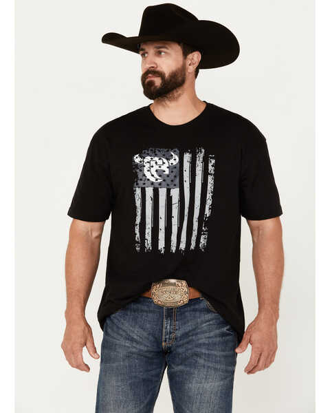 Image #1 - Cowboy Hardware Men's Tonal Flag Short Sleeve Graphic T-Shirt, Black, hi-res