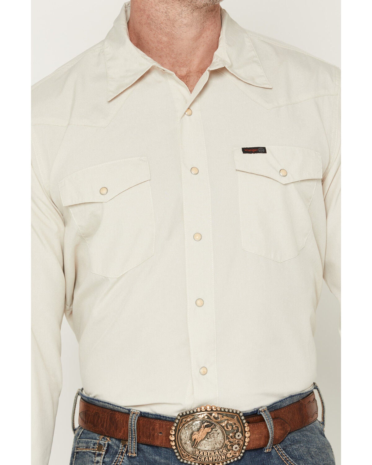 Image #3 - Wrangler ATG Men's Drover Utility Solid Long Sleeve Snap Western Shirt, Tan, hi-res
