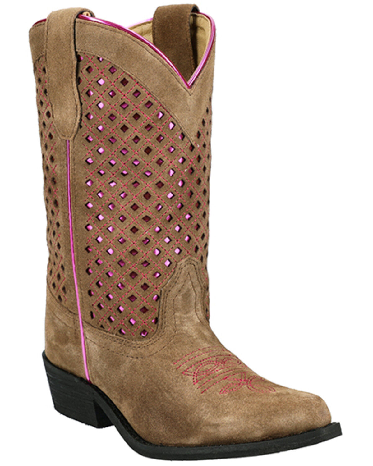 Image #1 - Smoky Mountain Little Girls' Magnolia Metallic Western Boots - Snip Toe, Brown, hi-res